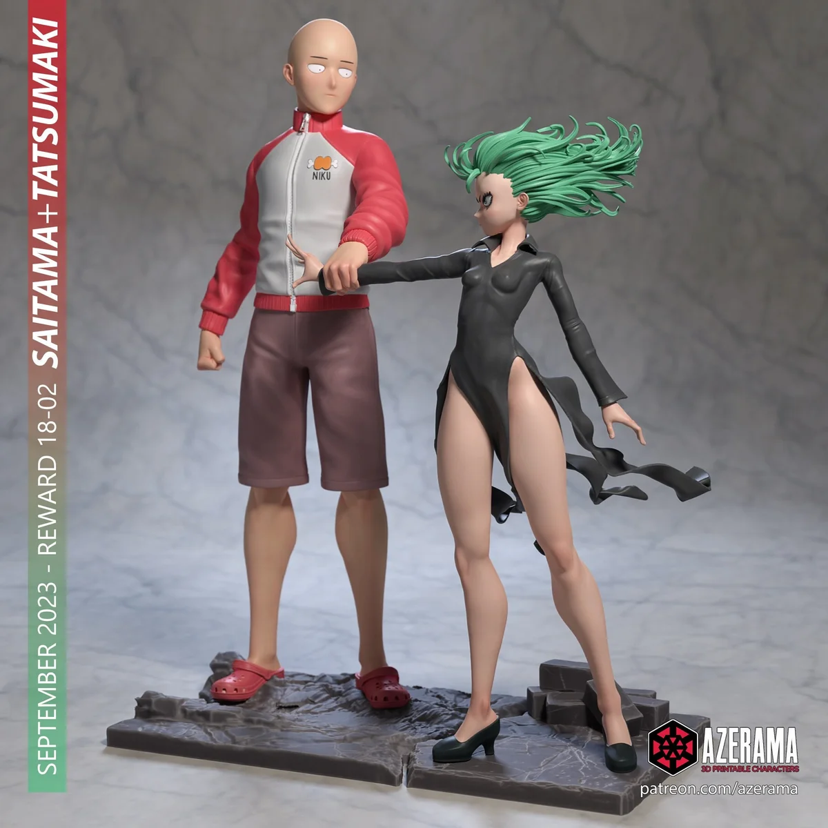 Sai + Tatsu | Fan Art | 3D Printed Resin Model Garage Kit | *Un-Painted* | Azerama