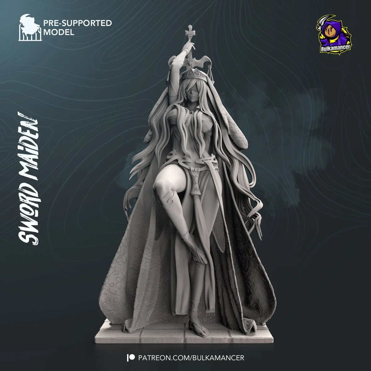 Maiden of the Sword | Fan Art | 3D Printed Resin Model Garage Kit | *Un-Painted* | Bulkamancer