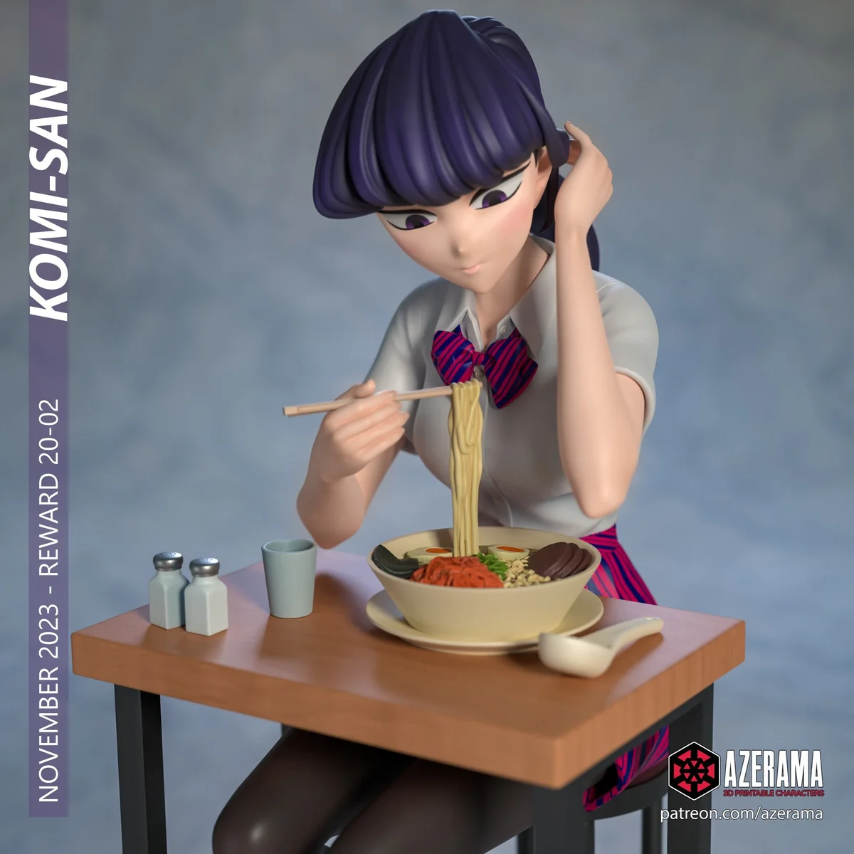 Komi | Fan Art | 3D Printed Resin Model Garage Kit | *Un-Painted* | Azerama