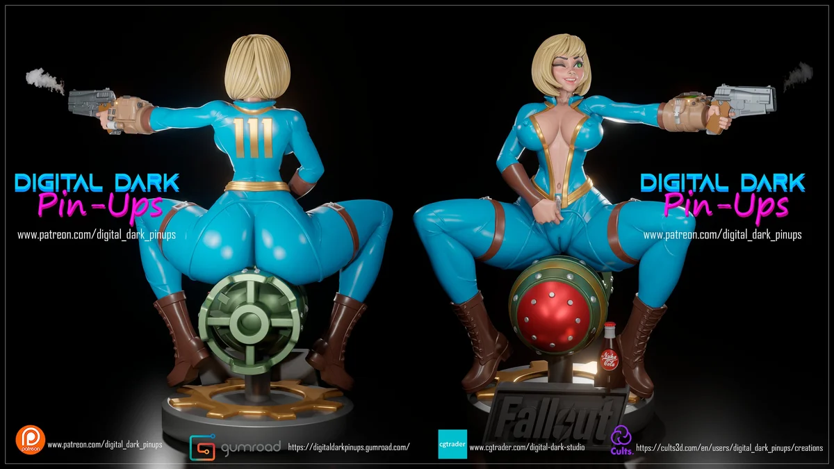 Vault Girl | Fan Art | 3D Printed Resin Model Garage Kit | *Un-Painted* | Digital Dark