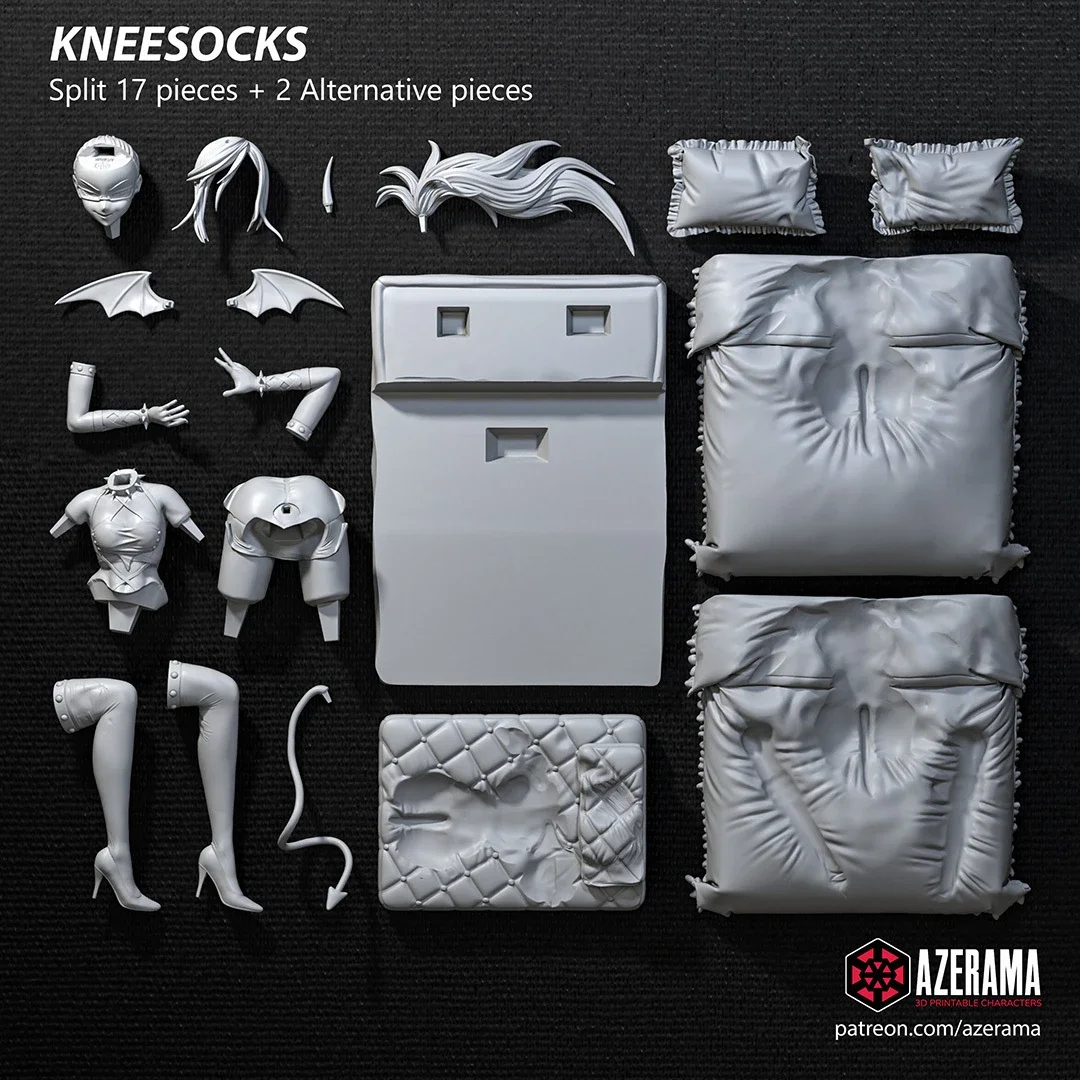 Kneesocks + Scanty | Fan Art | 3D Printed Resin Model Garage Kit | *Un-Painted* | Azerama 2