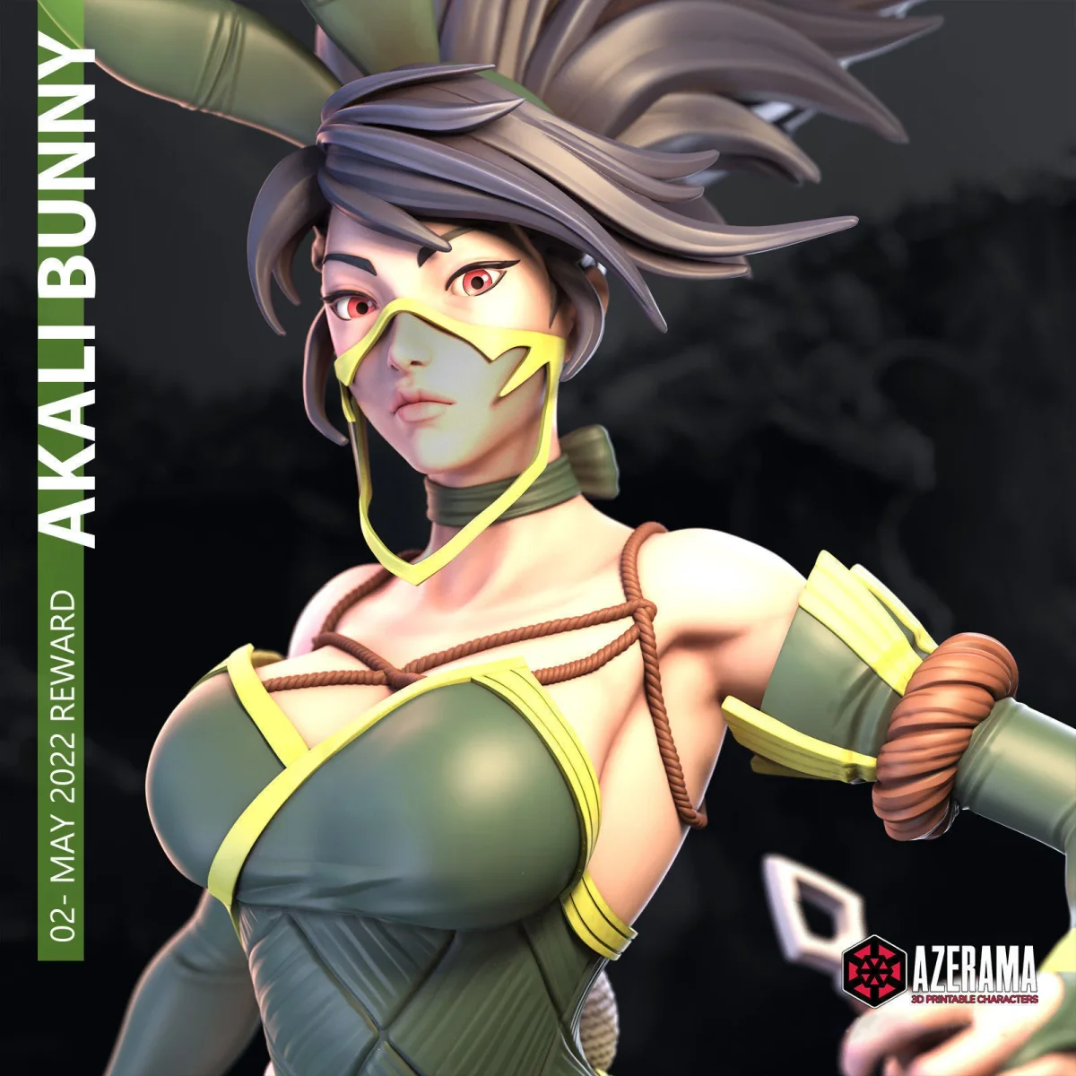 Akali Bunny | Fan Art | 3D Printed Resin Model Garage Kit | *Un-Painted* | Azerama