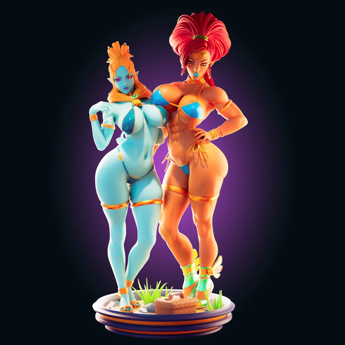 Urbosa & Minda | Fan Art | 3D Printed Resin Model Garage Kit | *Un-Painted* | Officer Rhu